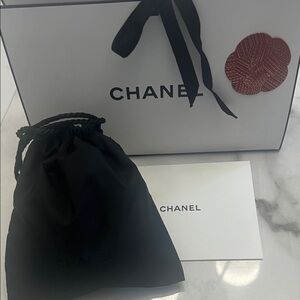 CHANEL Black Pouch with White Box